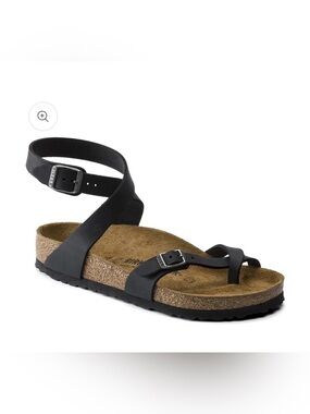 Yaro Birkenstock Black Leather Strappy Cork Footbed Sandal